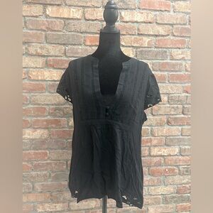 Joie Black Lace Detail Blouse size Large